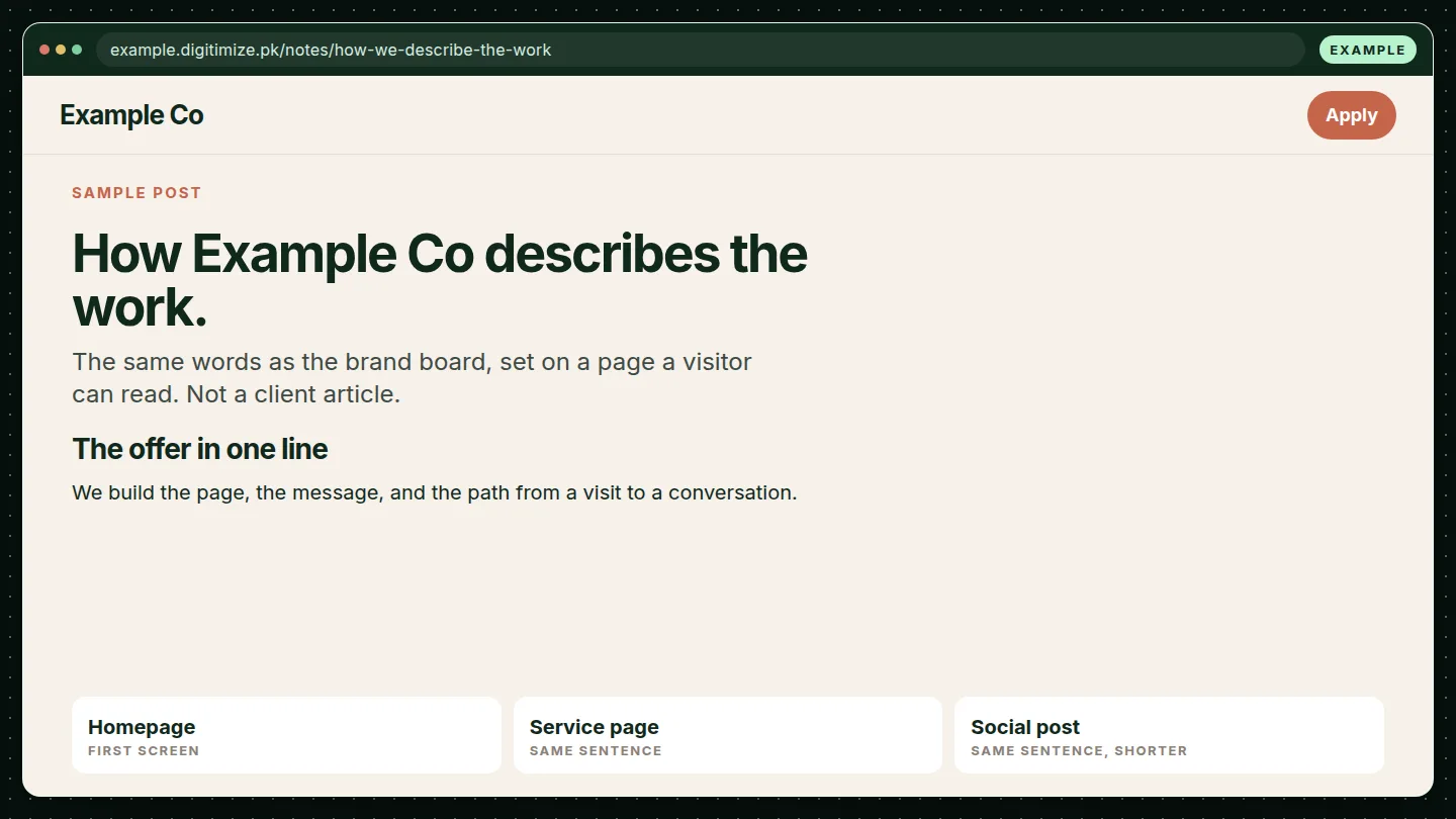 Example page and post using that brand. Not a client page.